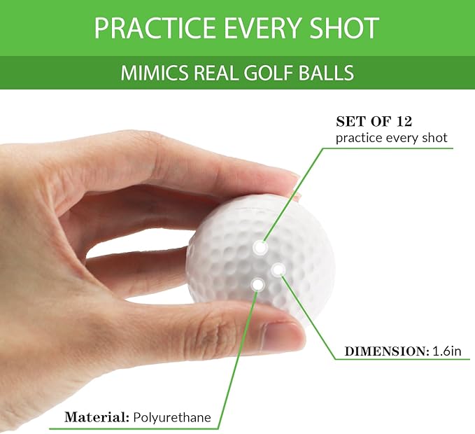 40 Pack Foam Golf Practice Balls - Realistic Feel and Limited Flight Training Balls for Indoor or Outdoor