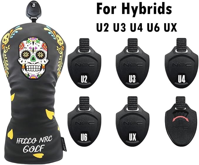 Golf Club Covers Set for Driver, Fairway, Hybrids, 3pcs Golf Headcovers Include Driver Headcover Fairway Wood Head Covers Hybrid Headcover, Premium PU Leather Golf Accessories Cover Set for Men