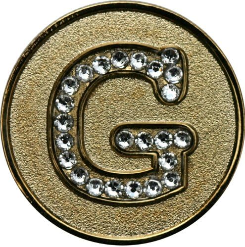 Monogram Initial Golf Ball Marker with Crystals and Matching Hat Clip
