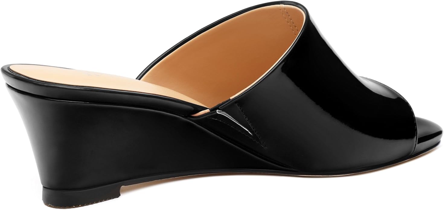 Wedge Sandals for Women Open Toe Wedge Heels Womens Matte High Heel Sandal Round Toe Heeled Wedge Sandals Slip on Casual shoes 2 inch