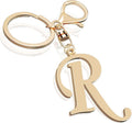 Cute Stainless Steel Gold Initial Letter Keychain for Women Girl, Charms for Key Handbag Backpack Bag, Personalized Gift