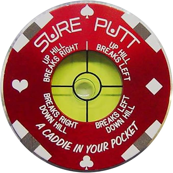 Sure Putt Pro - Golf Putting Aid & Green Reader - Red Poker Chip
