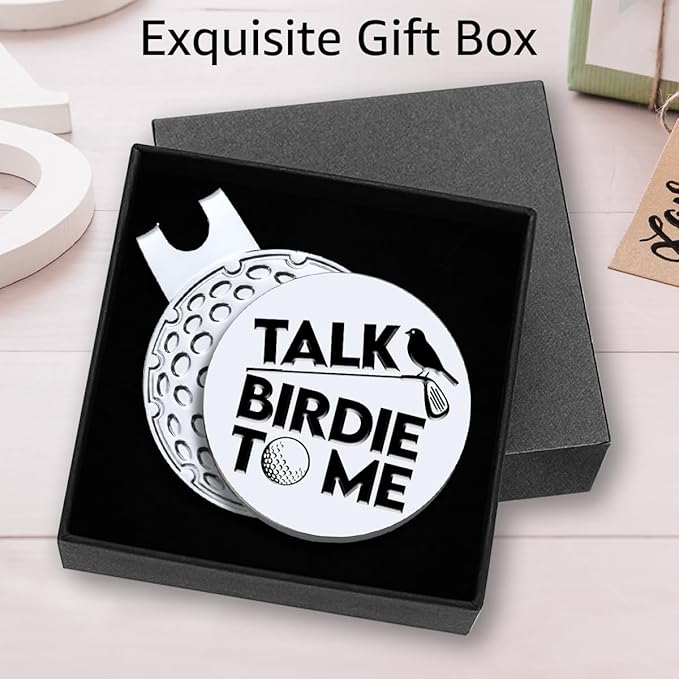 Hafhue Talk Birdie to Me Golf Ball Marker with Magnetic Hat Clip, Funny Golf Accessories and Golf Gifts for Men Women Dad Mom Grandpa, Birthday for Golfer Golf Lover Golf Fan(GM063)