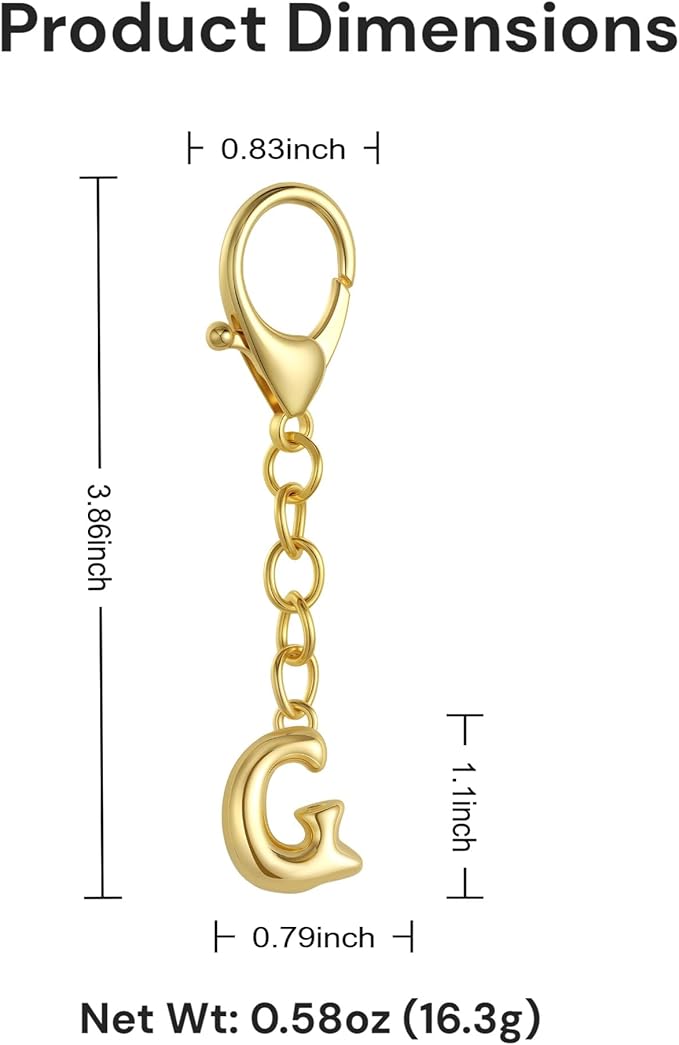 Bubble Gold Letter Bag Charms for Women, Cute Initial Keychain for Handbags, Purse Charms Birthday Christmas Gifts