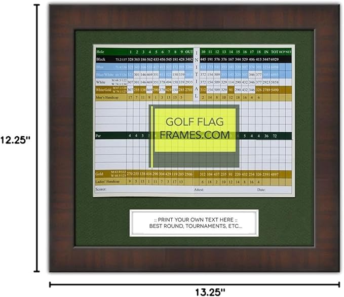 11x10 Brown Golf Scorecard Frame, Mouldling brn-001, Green Mat (holds approx. 6"x8" card; card not included)