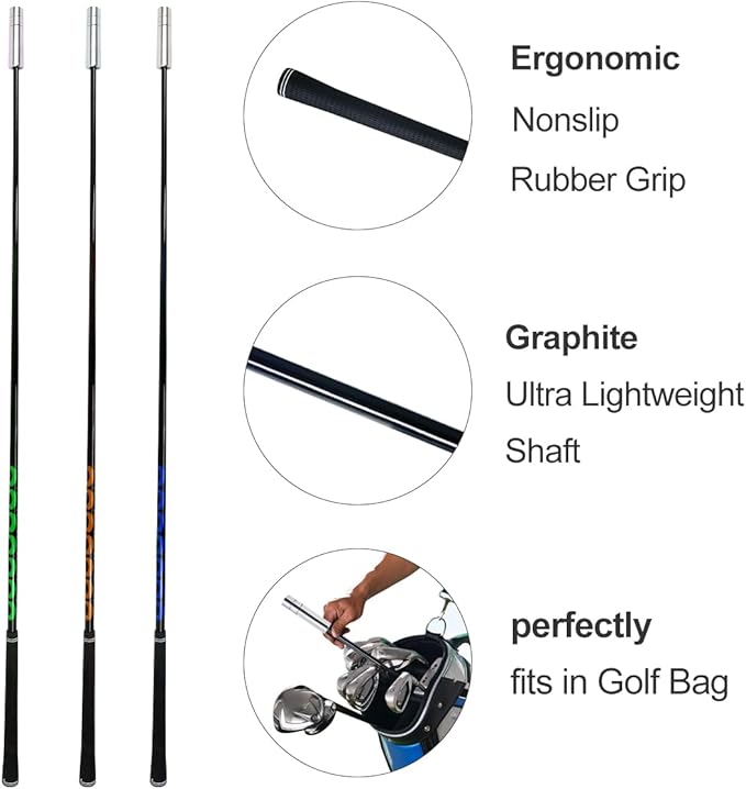 Golf Swing Trainer, Golf Swing Training Aid Warm up Stick for Improving Rhythm, Flexibility, Balance, Tempo, Speed, and Strength with 4 Adjustable Weights