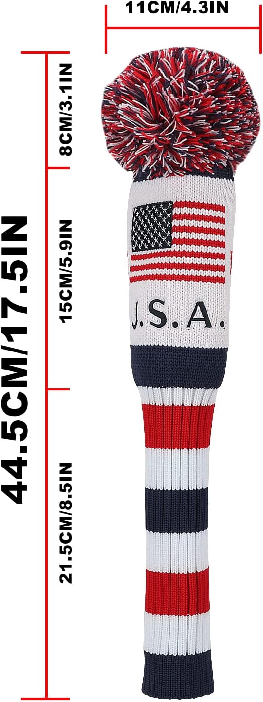 Craftsman Golf Knit Pom Pom 3pcs Headcover Set Vintange Sock Covers for Driver and Woods