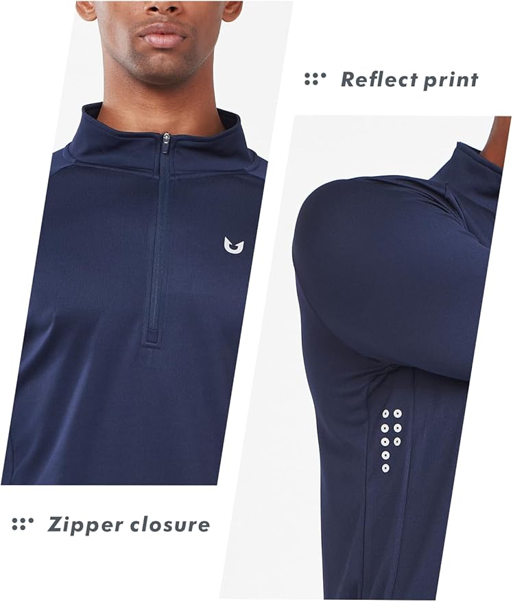 NORTHYARD Quarter Zip Pullover Men Running Shirt Long Sleeve Moisture Wicking Quick Dry Athletic Workout Shirts