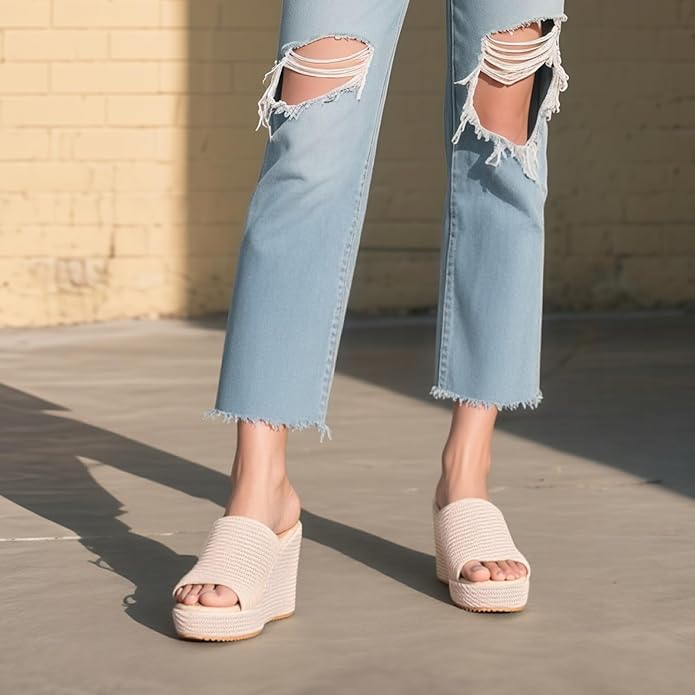 VICKI·VICKI Wedges for Women Platform Sandals Wedge Heels for Sandals Comfortable Summer Espadrille Shoes Ankle Strap&Open Toe