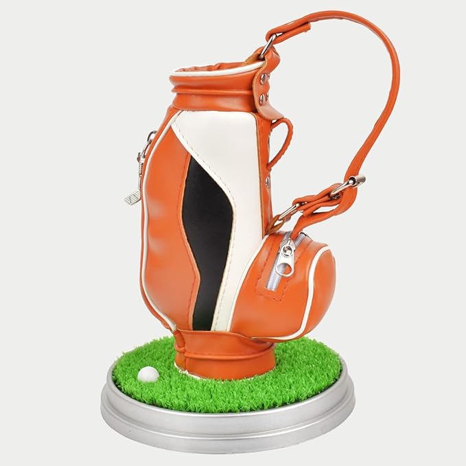 Leather Golf Club holder with three golf club pen, suitable for desk decoration, boss Dad Unique Golf Gifts