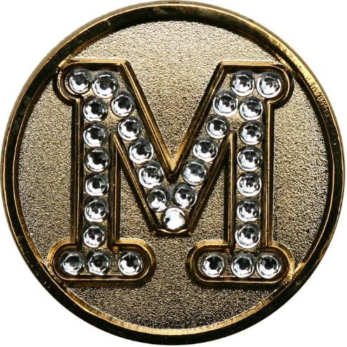 Monogram Initial Golf Ball Marker with Crystals and Matching Hat Clip