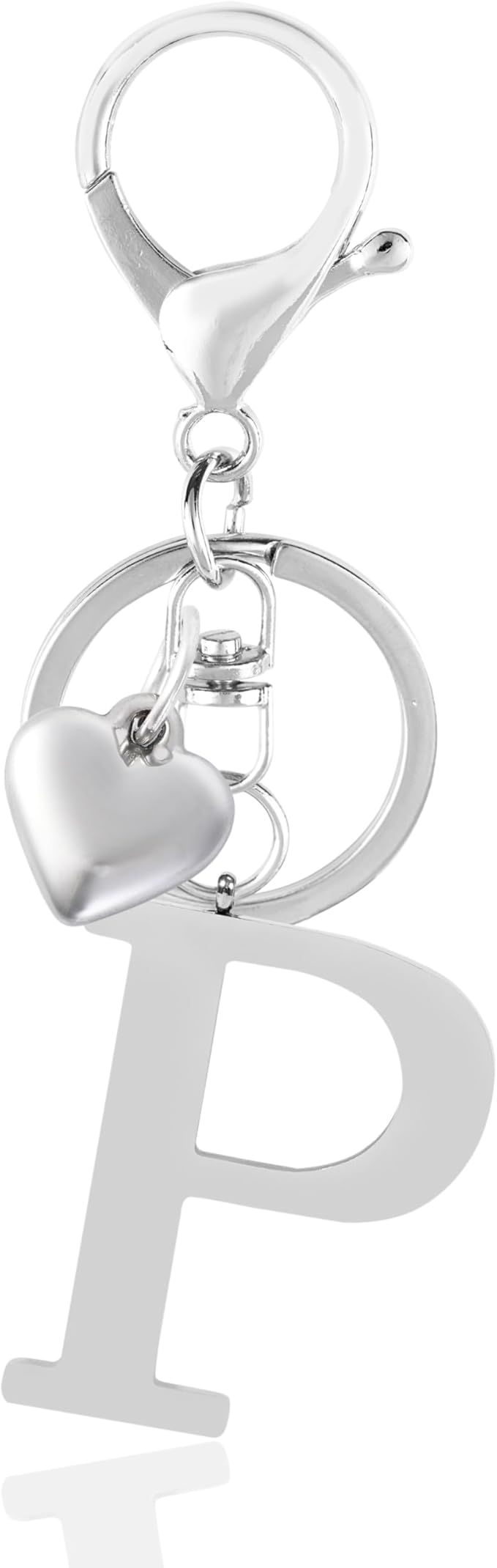 Metal Heart Alphabet Keychain for Women, Girls - Cute Initial Letter Accessories for Purse, Bag Charms and Backpack