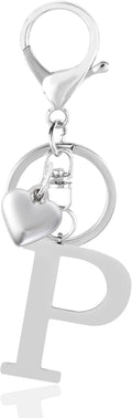 Metal Heart Alphabet Keychain for Women, Girls - Cute Initial Letter Accessories for Purse, Bag Charms and Backpack