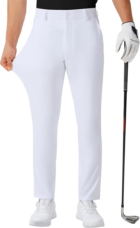 QPNGRP Men's Golf Pants 30"/32"/34" Inseam Lightweight Stretch Work Dress Pants