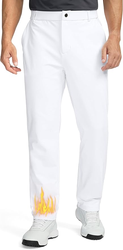 Soothfeel Men's Fleece Lined Pants 30"/32"/34" Golf Work Dress Pants Casual Insulated Warm Winter Trousers with Pockets