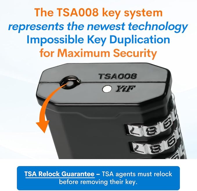 FFORGE 4-Digit TSA Approved Travel Locks – TSA008 Key System, Key Duplication Impossible, Heavy-Duty Combination Padlock for Travel, Gym, Pelican Case. Black 1 Lock.
