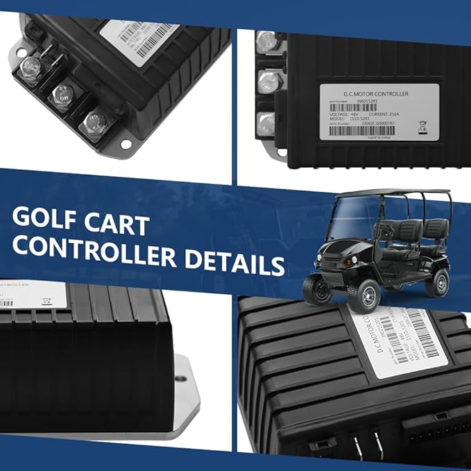 1510-5201 Golf Cart Controller, Golf Cart Motor Controller for Club Car DS & Precedent 2000-2009, 48V 250A Speed Controllers Compatible with Curtis, MCOR 5K-0 Throttle Type, IQ System, 101956501