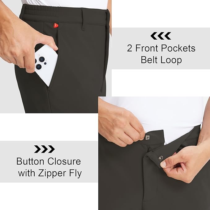 M MAELREG Golf Pants Men Fleece Lined 30"/32"/34" Heat-Tech Dress Pants for Men Water-Resistant Stretch Warm Winter Trousers