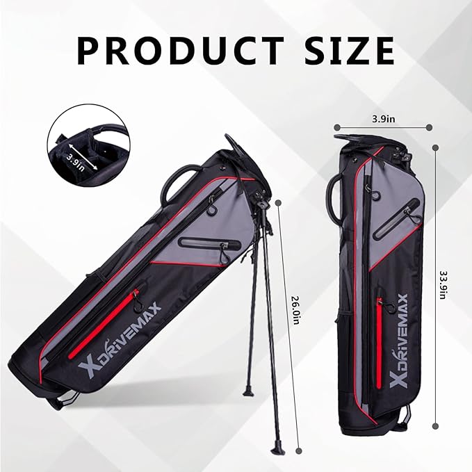 Golf Stand Bag, Lightweight Golf Bag with Stable Stand,Compact Design Featuring Easy-Carry Shoulder Straps, 4-Way Top, Essential Storage Pockets