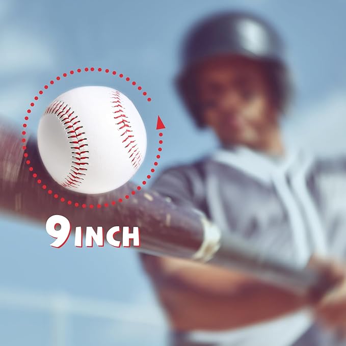 12 Pack Standard Size T-Ball Baseballs - Unmarked & Soft Practice Balls for League Play - Durable Synthetic Leather Cover - Rubber Filling - Perfect for Training, Hitting, Batting, Fielding