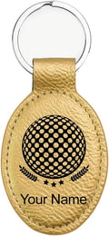 LaserGram Oval Keychain, Golf Ball, Personalized Engraving Included (Gold)