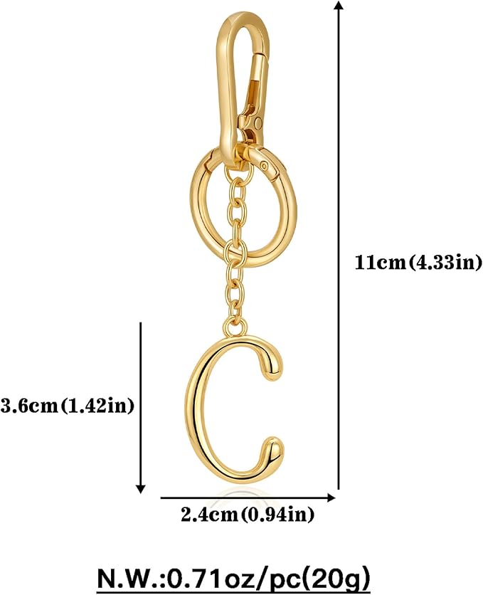 Gold Initial Keychain For Women Cute Bubble Letter Keychains Initial Bag Charm Personalized Keychain Accessories Gift