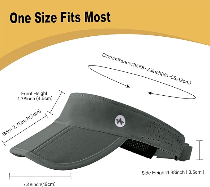 WANDER Sports Sun Visor Hats Adjustable Running Golf Tennis Mesh Folding Cap for Women Men