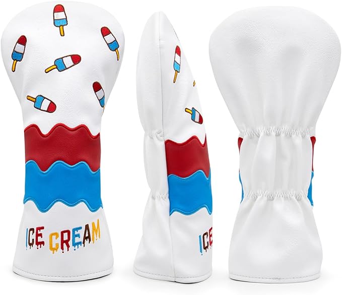 Montela Golf Club Covers Ice Cream Golf Driver Cover Fariway Wood Headcover Hybrid Covers 3 Wood Headcover Golf Head Cover for Odyssey Scotty Cameron Taylormade