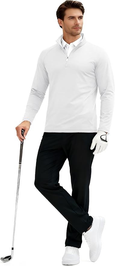 TACVASEN Men's Quarter Zip Pullover Fleece Lined Thermal Long Sleeve Golf Shirt 1/4 Zip Warm Winter Sweatshirts