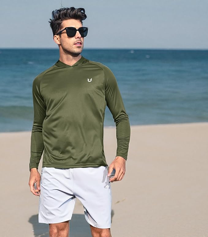NORTHYARD Men's UPF 50+ Hoodie Shirts Long Sleeve Sun Protection Fishing Swim Beach UV SPF Rash Guard Quick Dry Lightweight