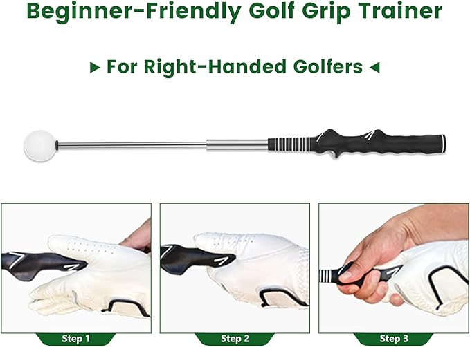 Retractable Golf Swing Trainer – 2025 Golf Gifts with Arm Band,Training Aid for Grip Correction, Swing Click Feedback & Arm Connection,For Right & Left-Handed Golfers,Indoor & Outdoor Practice