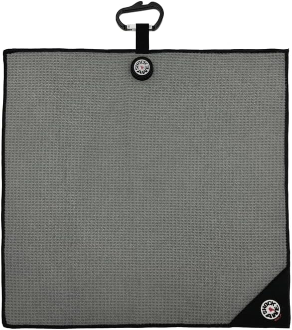 Magnetic 6-in-1 Multi Tool Golf Towel - Magnetic Towel - Ball Marker - Silicone Brush - Groove Cleaner - Bottle Opener - Bag Clip - Microfiber Waffle Design - Men's and Women's Golf - Golf Gifts