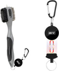 Magnetic Oversized Golf Club Cleaning Brush - 2X Bigger Brush Head with Quick Release and Retractable Groove Cleaner