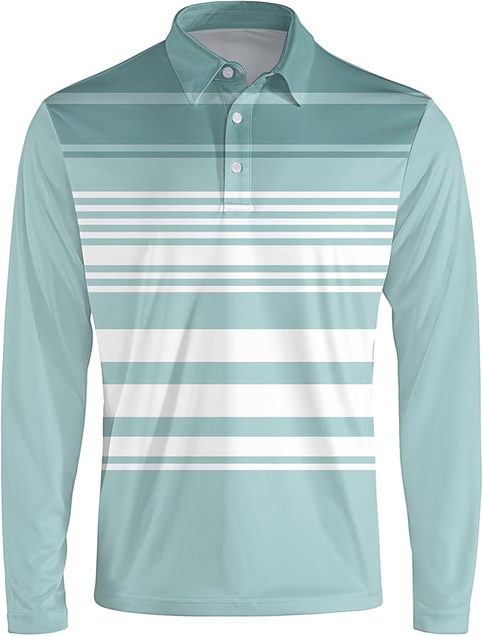Men's Long Sleeve Golf Shirt Quick Dry 3 Button Work Fishing Outdoor Casual Collar Shirt