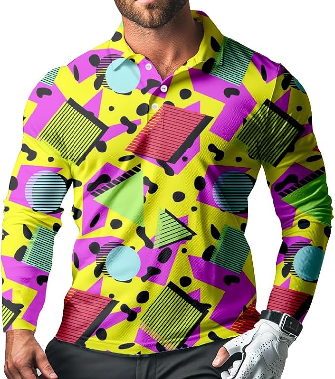 Men's Long Sleeve Golf Shirt Quick Dry 3 Button Work Fishing Outdoor Casual Collar Shirt