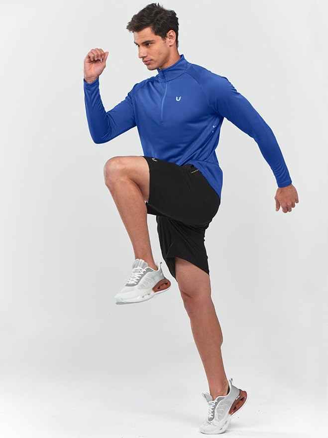 NORTHYARD Quarter Zip Pullover Men Running Shirt Long Sleeve Moisture Wicking Quick Dry Athletic Workout Shirts