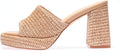 Monrovia Womens Sandals Heels for Women Slide On Block Chunky Platform High Heels Open Toe Raffia Wedge Sandals