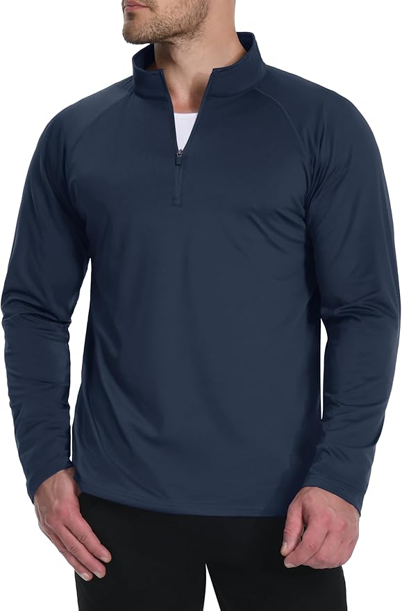 Boladeci Men's Quarter Zip Pullover Premium Fleece Lined Long Sleeve Golf Shirts Warm Hiking Shirts Lightweight Sweatshirts