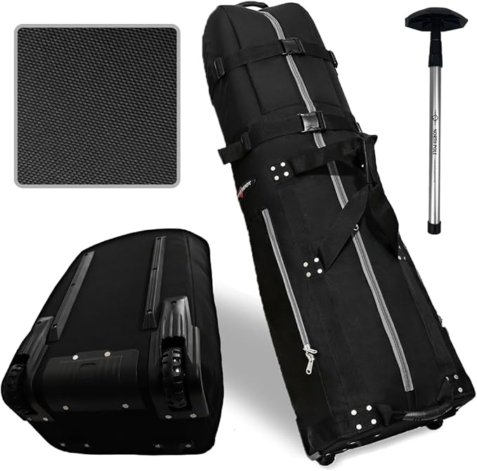 CaddyDaddy First Class Military Grade Ballistic Nylon Travel Cover with EVA Dense Foam Top Padding 2 Year Full Replacement Coverage Self Standing Base XL Wheels Case for Transporting Clubs on Airlines