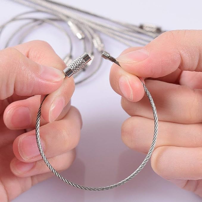 20pcs Stainless Steel Wire Keychains Aircraft Cable Cable Key Ring for Hanging ID Tags or Luggage Tags,6.3 inch 2mm