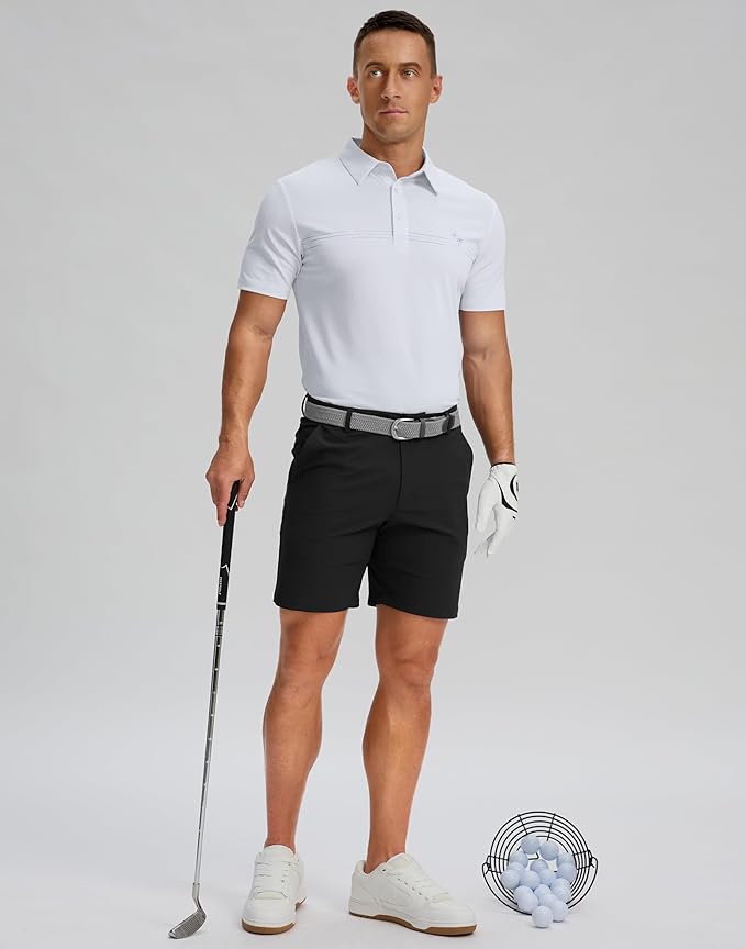 Men's Golf Shirts Dry Fit Moisture Wicking Performance Short Sleeve Collared Polo Shirts for Casual Athletic Business
