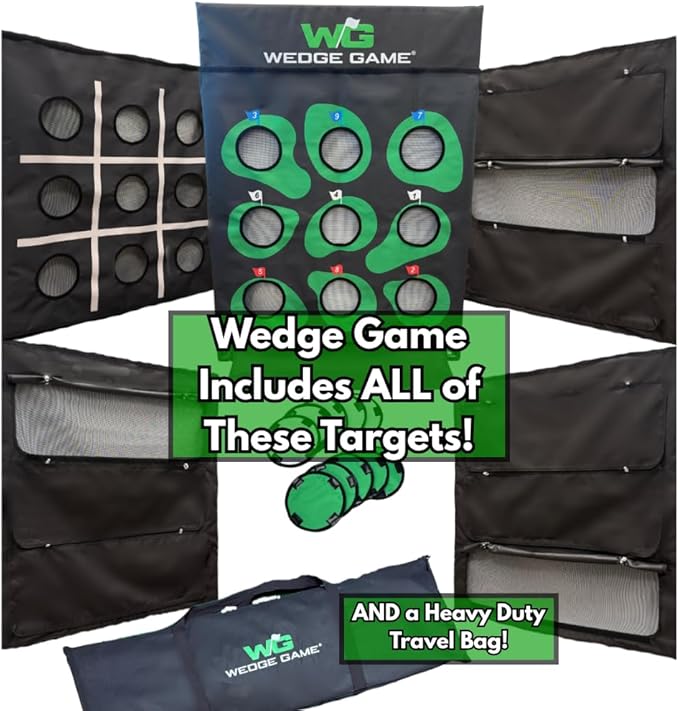 Large Premium Golf Short Game Practice Indoor/Outdoor Chipping and Pitching Net with True Auto Ball Return, 9 Holes of Golf, Tic-Tac-Toe and More!
