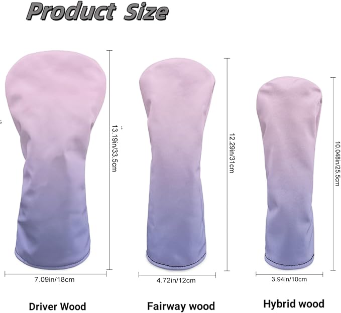Golf Club Head Covers for Club Protective, Waterproof PU Leather Driver Fairway Wood Hybrid Head Cover
