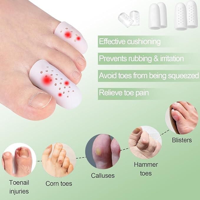 Silicone Toe Protector: Gel Anti-Friction Breathable Toe Finger Caps 30PCS Toenail Guard Covers for Women Men Foot Bunion, Corn, Blister, Pain, Callu Toenail Sleeve Pads