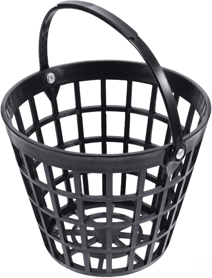 ZLY Golf Ball Basket,Golf Ball Container Ball Bucket with Handle,Holds 50 Balls,Plastic Balls Holder,Black (Holds 50 Balls)