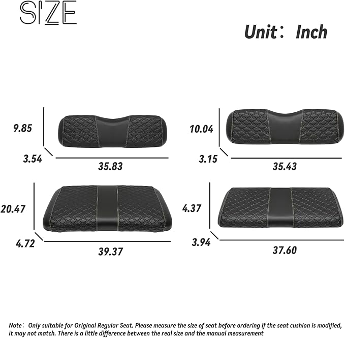 Golf Cart Seat Covers Front and Rear Waterproof and Sun Resistant Marine Grade Vinyl Leather Seat Cover Accessories for EZGO TXT 1994-2013, Black(4PCS)