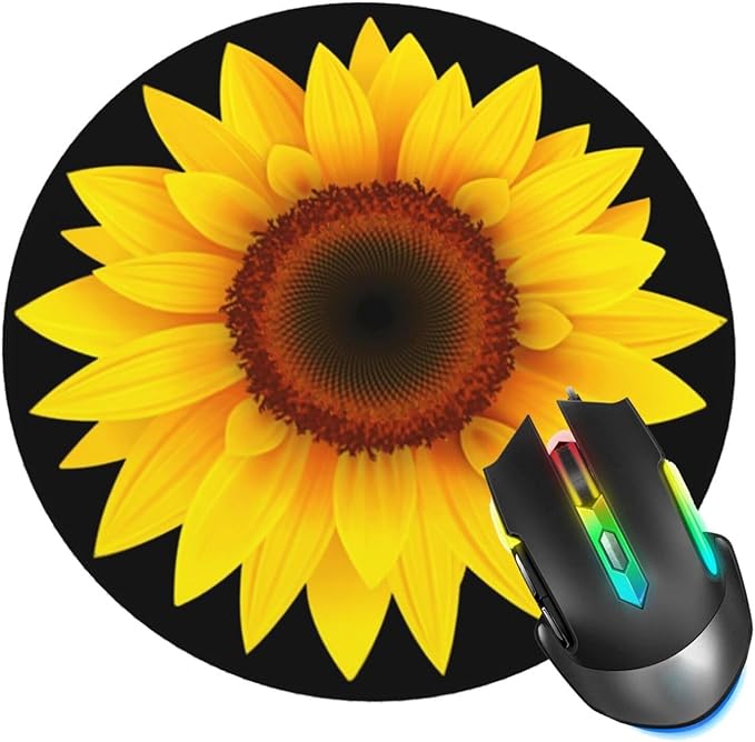 Sunflower Mouse Pad, Flower Mouse Pads for Desk, Stitched Edge Mousepad with Non-Slip Rubber Base, Gaming Mouse Mat for Computer Laptop Home Office