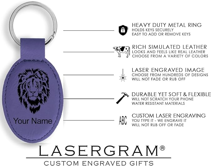 LaserGram Oval Keychain, Golf Ball, Personalized Engraving Included (Dark Purple)
