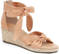LAICIGO Womens Espadrilles Wedge Sandals Back Zipper Closure Open Toe Platform Ankle Strap Summer Dress Shoes with Bow