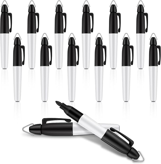 12 Pcs Mini Permanent Markers with Golf Keychain Clips for Nurses Badge Quick Drying Fine Point Ink Pens for Office Outdoor Activities